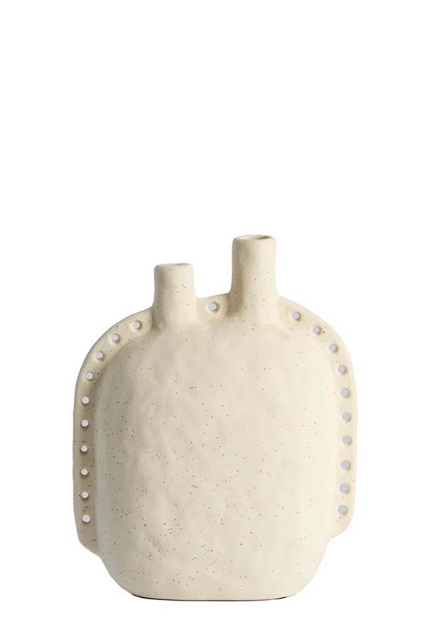 Vase deco 22,5x10x28,5 cm VARAZZA ceramics matt beige