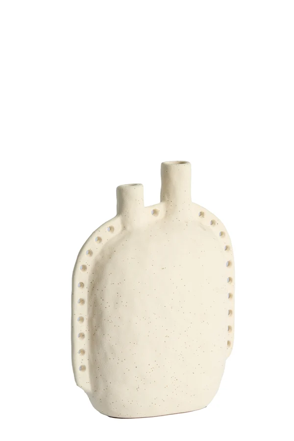 Vase deco 22,5x10x28,5 cm VARAZZA ceramics matt beige