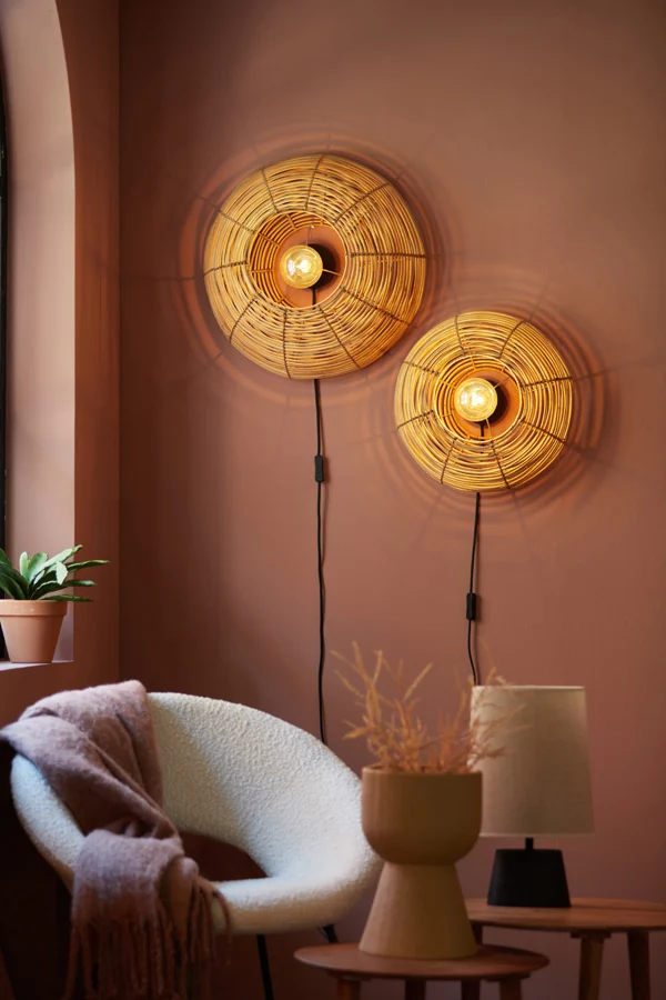 Wall lamp 50x20 cm MILAN rattan natural