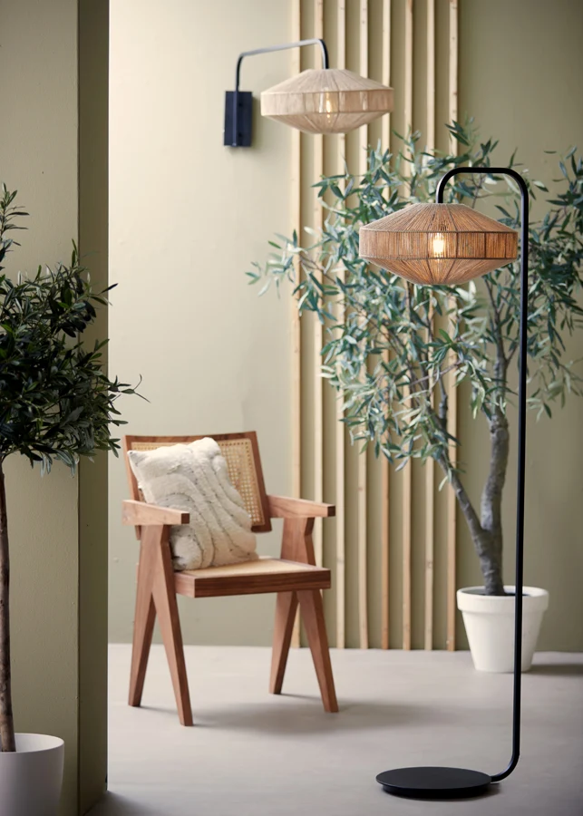 Wall lamp 43x115 cm LYRA natural+matt black