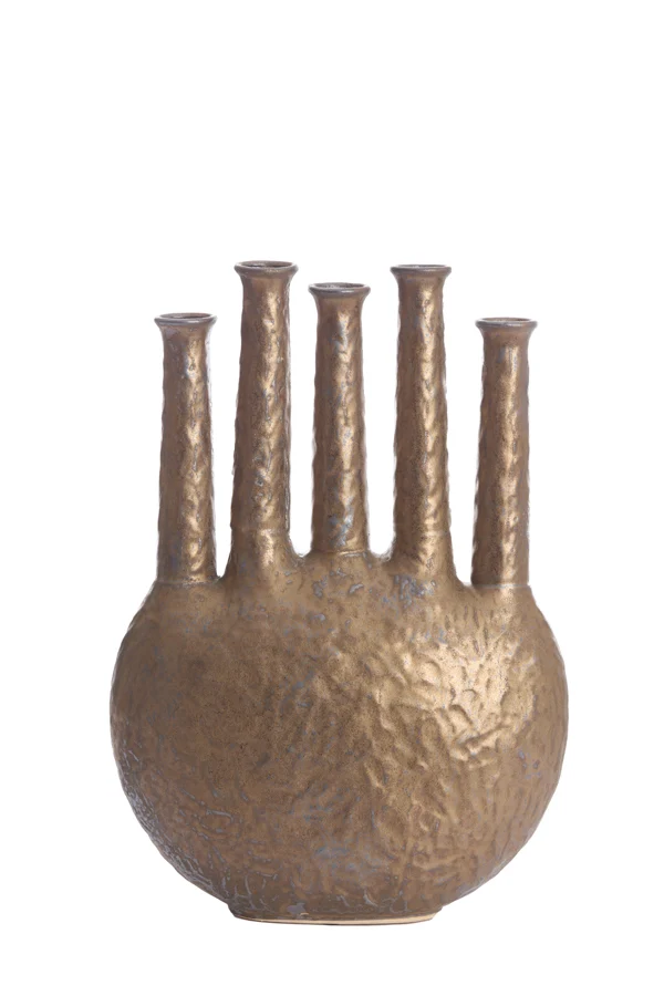 Vase deco 34x14x48 cm BEKAPO ceramics matt bronze