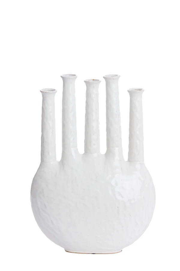 Vase deco 34x14x48 cm BEKAPO ceramics cream