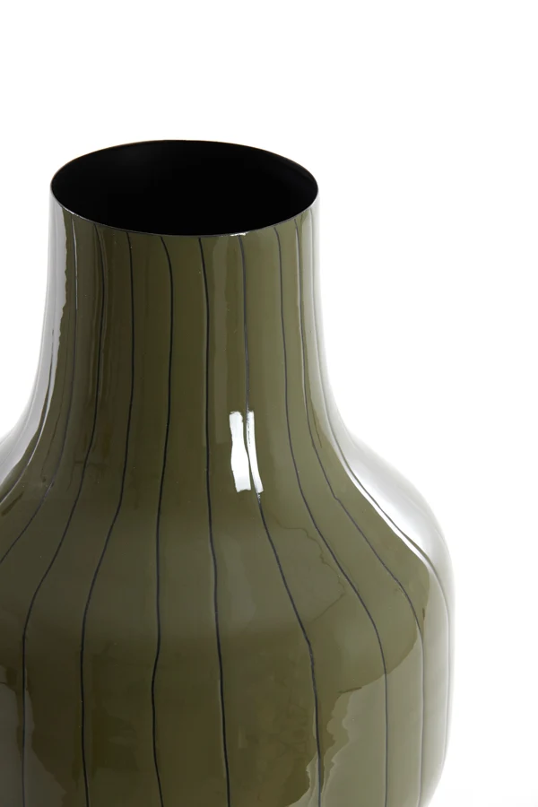 Vase deco 27x49 cm SINDO shiny dark olive green+black