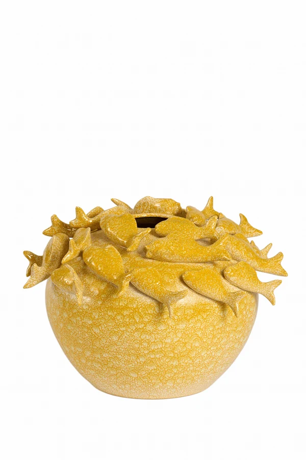 Vase deco 40x27 cm FISH ceramics yellow-orange