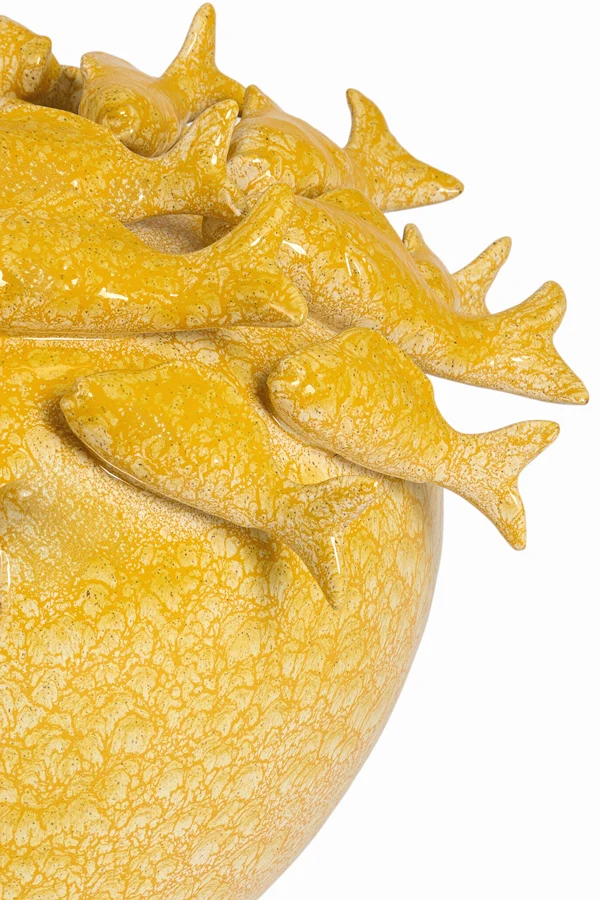 Vase deco 40x27 cm FISH ceramics yellow-orange