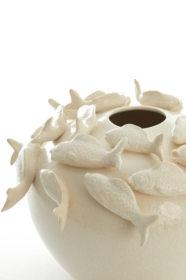 Vase deco 40x27 cm FISH ceramics cream