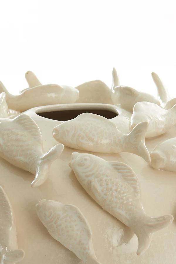 Vase deco 40x27 cm FISH ceramics cream