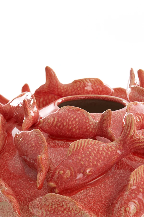Vase deco 40x27 cm FISH ceramics coral+cream