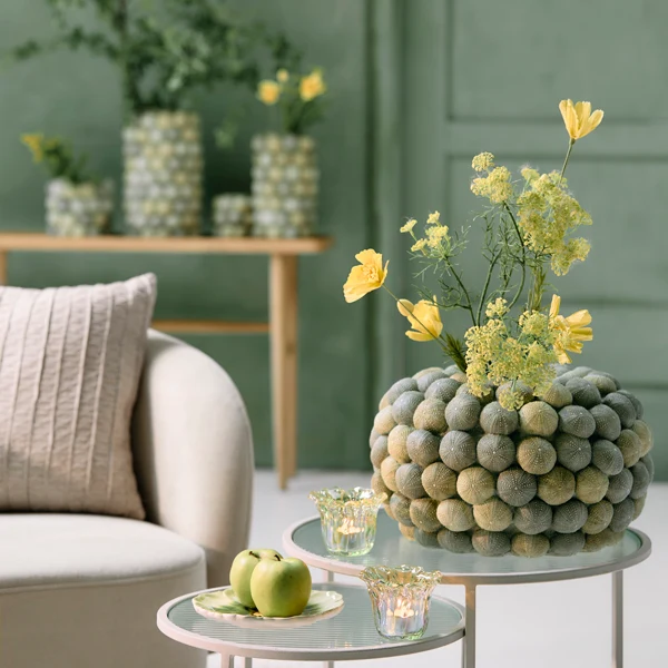 Vase deco 40x23,5 cm SEA URCHIN green+dark green