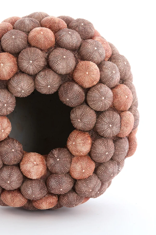 Vase deco 40x23,5 cm SEA URCHIN coral red+burgundy