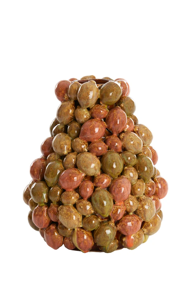 Vase deco 23x27 cm CITRUS ceramics brown-orange+green