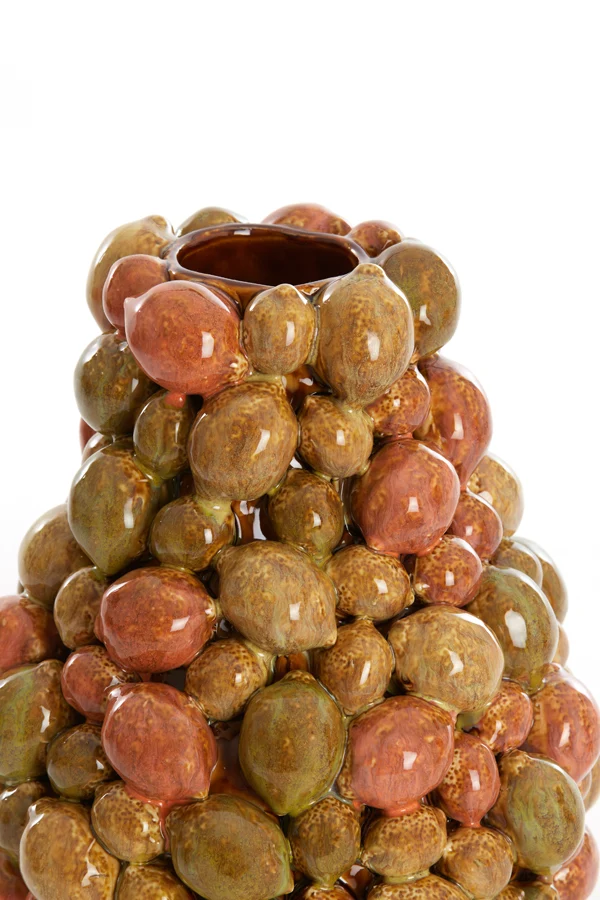 Vase deco 23x27 cm CITRUS ceramics brown-orange+green