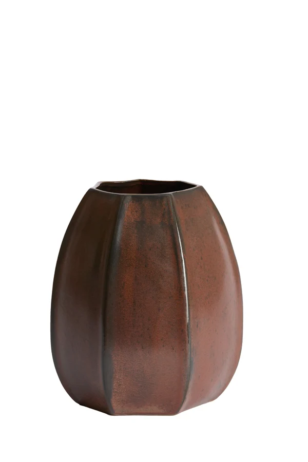 Vase deco 23x26 cm SERRA ceramics matt dark red-brown
