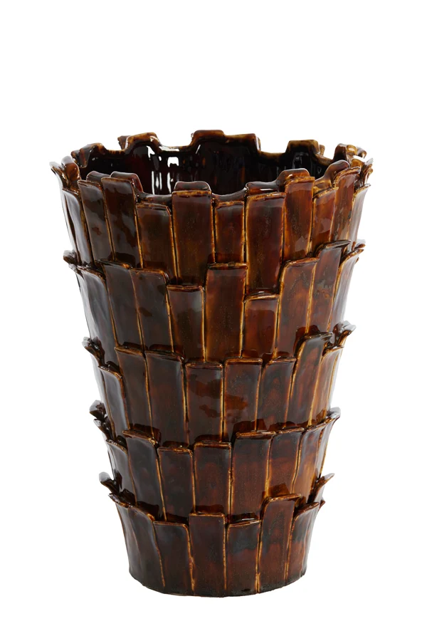 Vase deco 33x43 cm BANYA ceramics shiny dark brown