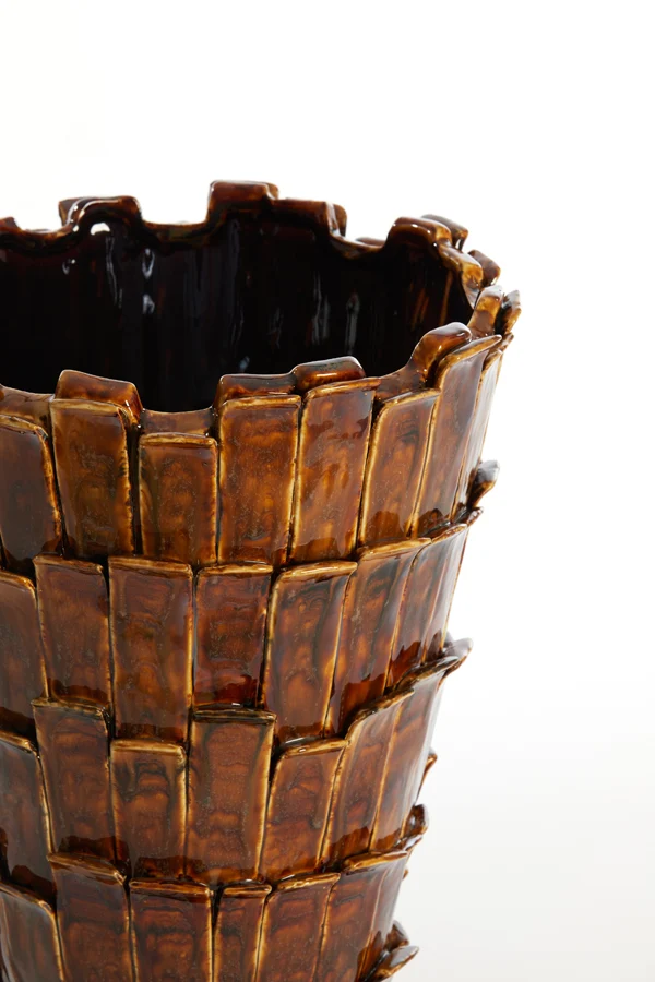Vase deco 33x43 cm BANYA ceramics shiny dark brown