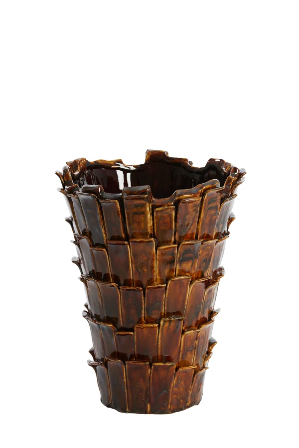 Vase deco 27,5x27x34 cm BANYA ceramics shiny dark brown