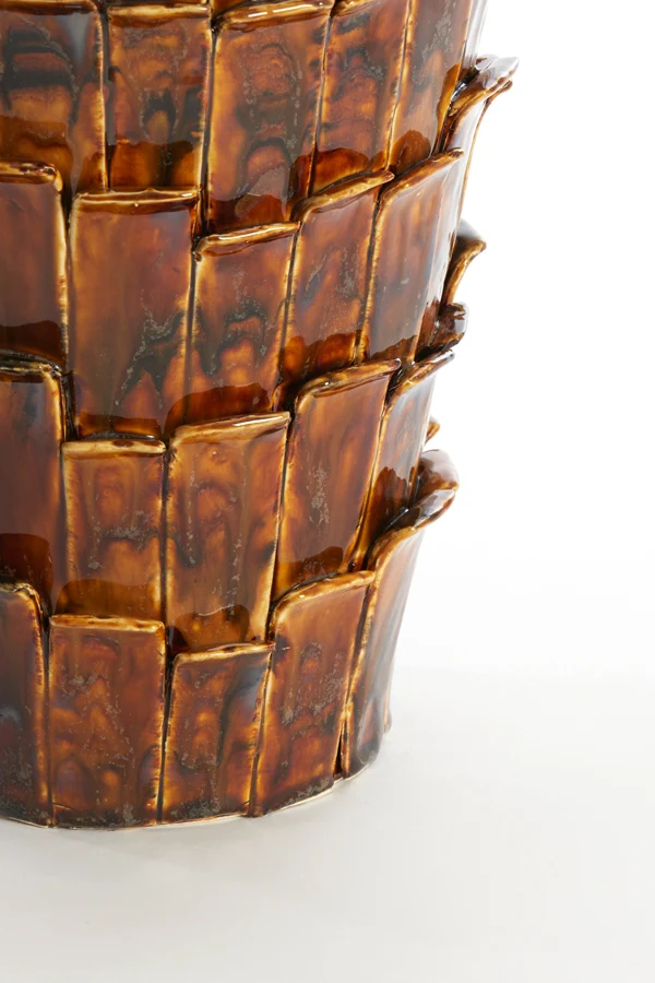 Vase deco 27,5x27x34 cm BANYA ceramics shiny dark brown