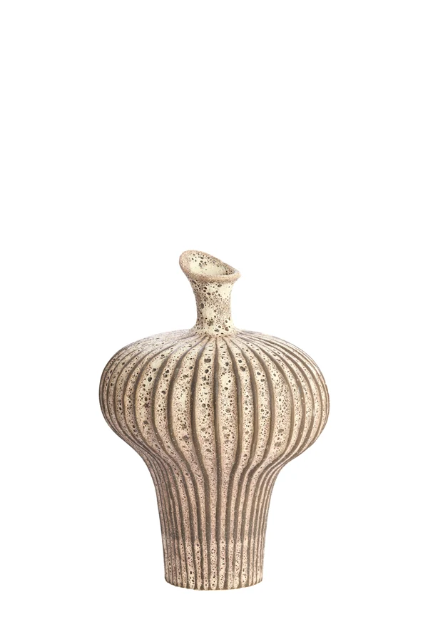 Vase deco 23x22x32,5 cm NEVANO matt dark brown+cream