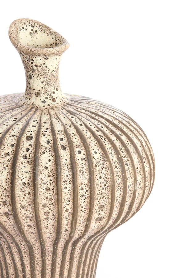 Vase deco 23x22x32,5 cm NEVANO matt dark brown+cream