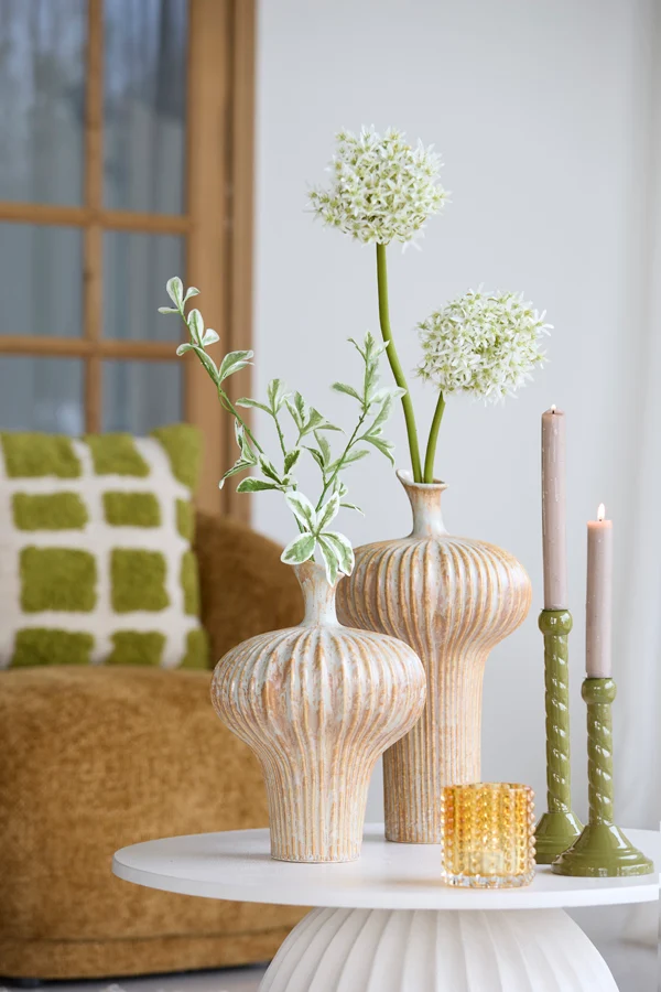 Vase deco 23x22x32,5 cm NEVANO cream+orange-brown