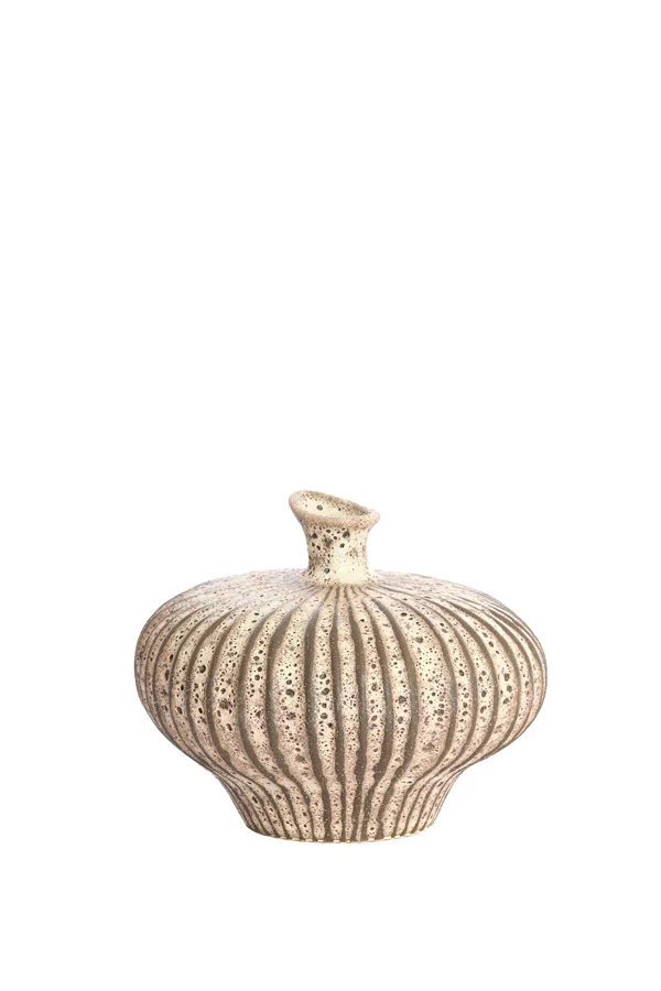 Vase deco 23x22,5x18 cm NEVANO matt dark brown+cream