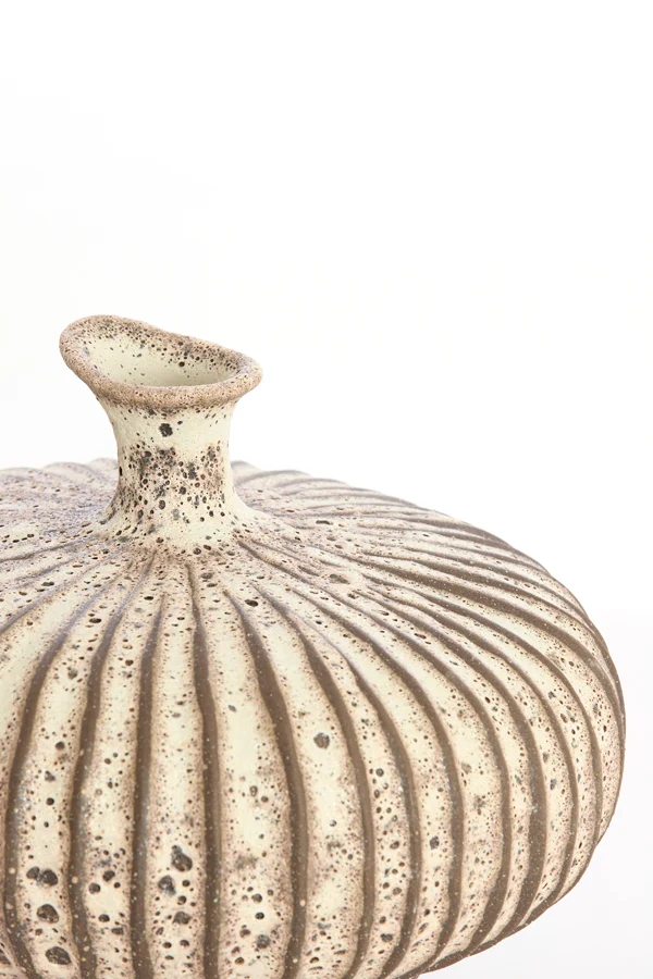 Vase deco 23x22,5x18 cm NEVANO matt dark brown+cream