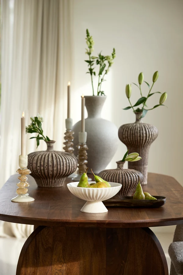 Vase deco 23x22,5x18 cm NEVANO matt dark brown+cream