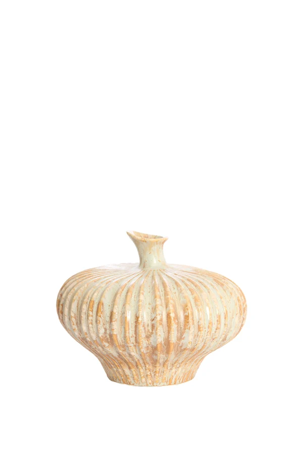 Vase deco 23x22,5x18 cm NEVANO cream+orange-brown