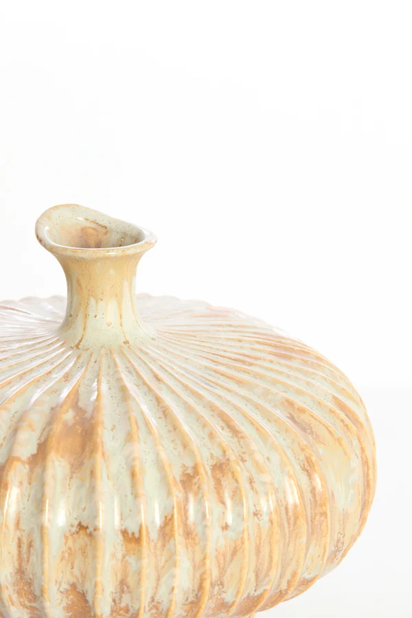 Vase deco 23x22,5x18 cm NEVANO cream+orange-brown