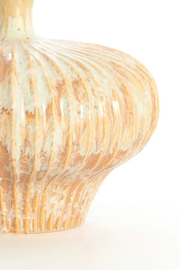 Vase deco 23x22,5x18 cm NEVANO cream+orange-brown