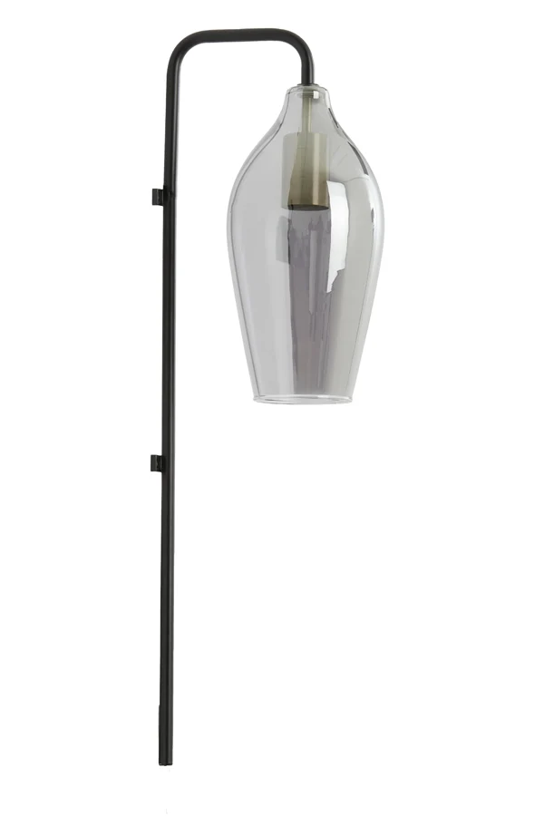 Wall lamp 28x20x65 cm LUKARO glass smoked+matt black