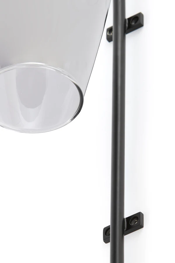 Wall lamp 28x20x65 cm LUKARO glass smoked+matt black