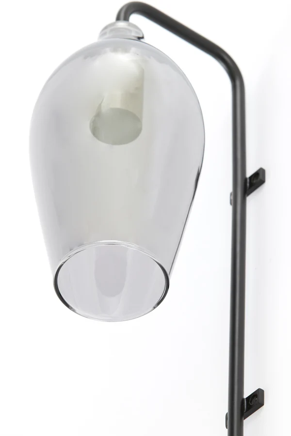 Wall lamp 28x20x65 cm LUKARO glass smoked+matt black