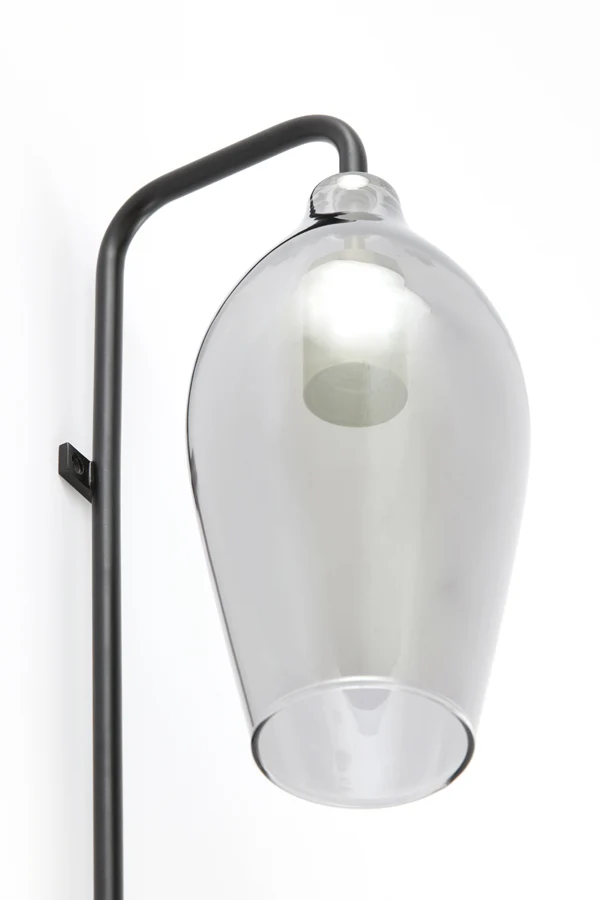 Wall lamp 28x20x65 cm LUKARO glass smoked+matt black