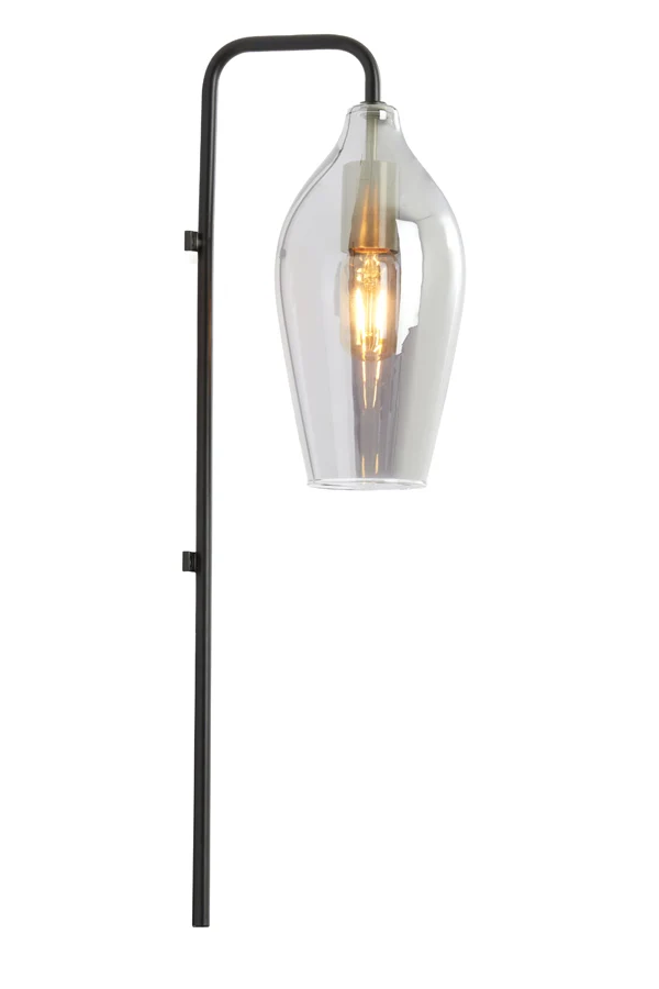 Wall lamp 28x20x65 cm LUKARO glass smoked+matt black