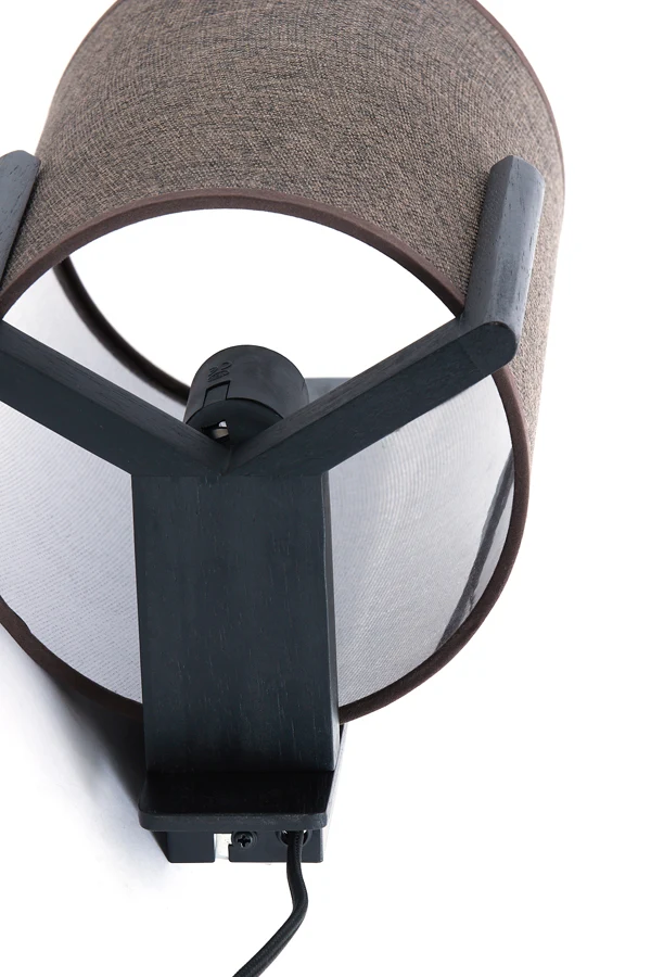 Wall lamp 22x18x36 cm LITTO black+linen dark brown