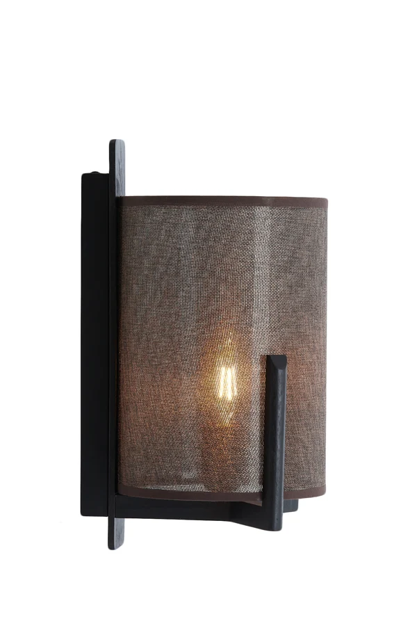 Wall lamp 22x18x36 cm LITTO black+linen dark brown
