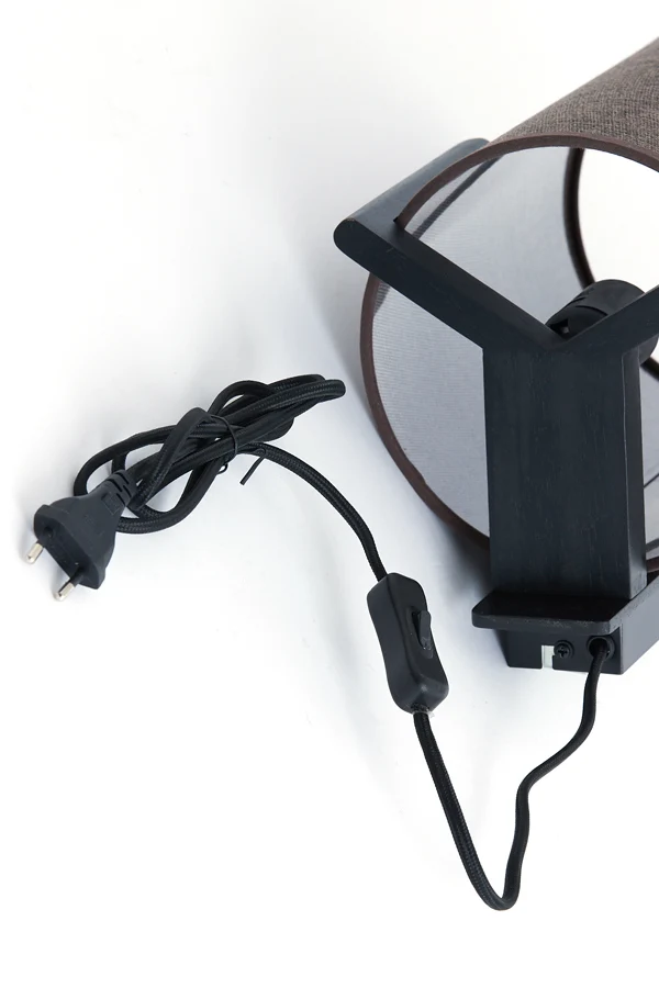 Wall lamp 22x18x36 cm LITTO black+linen dark brown