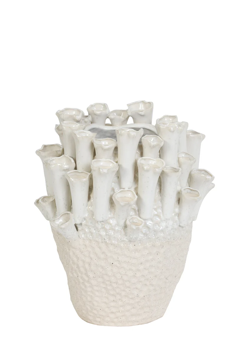 Vase deco 27,5x27,5 cm KYRAL ceramics cream+white