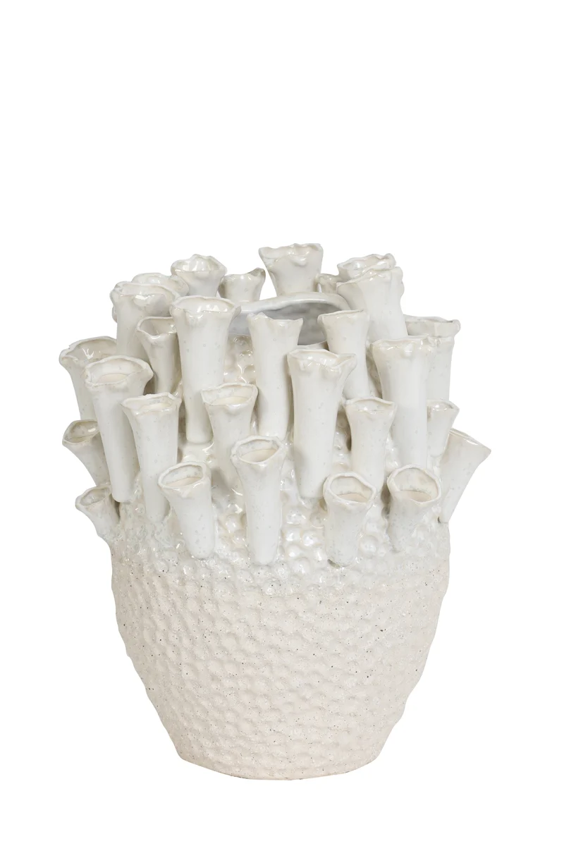 Vase deco 27,5x27,5 cm KYRAL ceramics cream+white