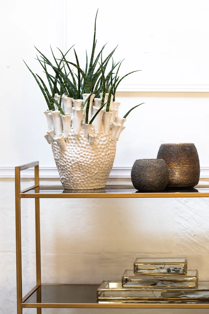 Vase deco 27,5x27,5 cm KYRAL ceramics cream+white