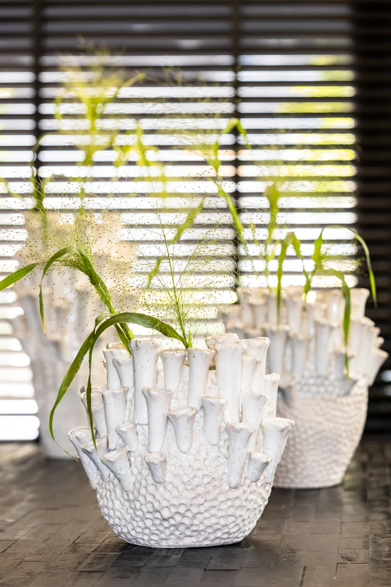 Vase deco 27,5x27,5 cm KYRAL ceramics cream+white