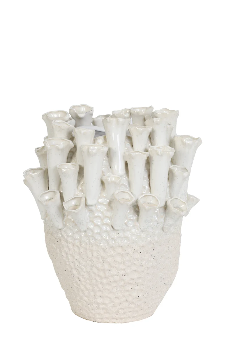 Vase deco 27,5x27,5 cm KYRAL ceramics cream+white