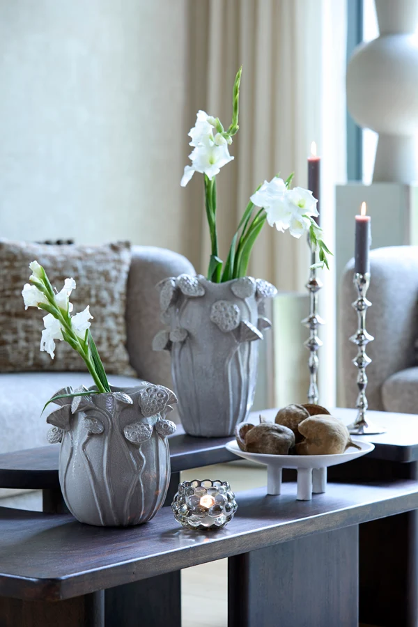 Vase deco 27,5x25,5x35 cm LAVCI ceramics shiny light grey