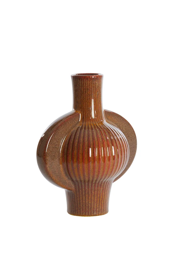 Vase deco 27,5x18,5x31 cm MELNIK ceramics cognac brown