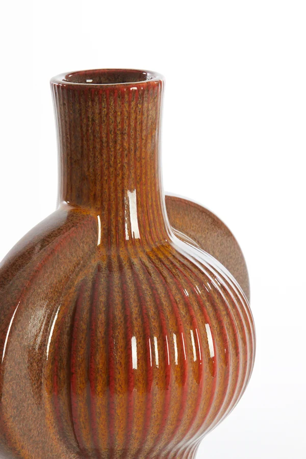 Vase deco 27,5x18,5x31 cm MELNIK ceramics cognac brown