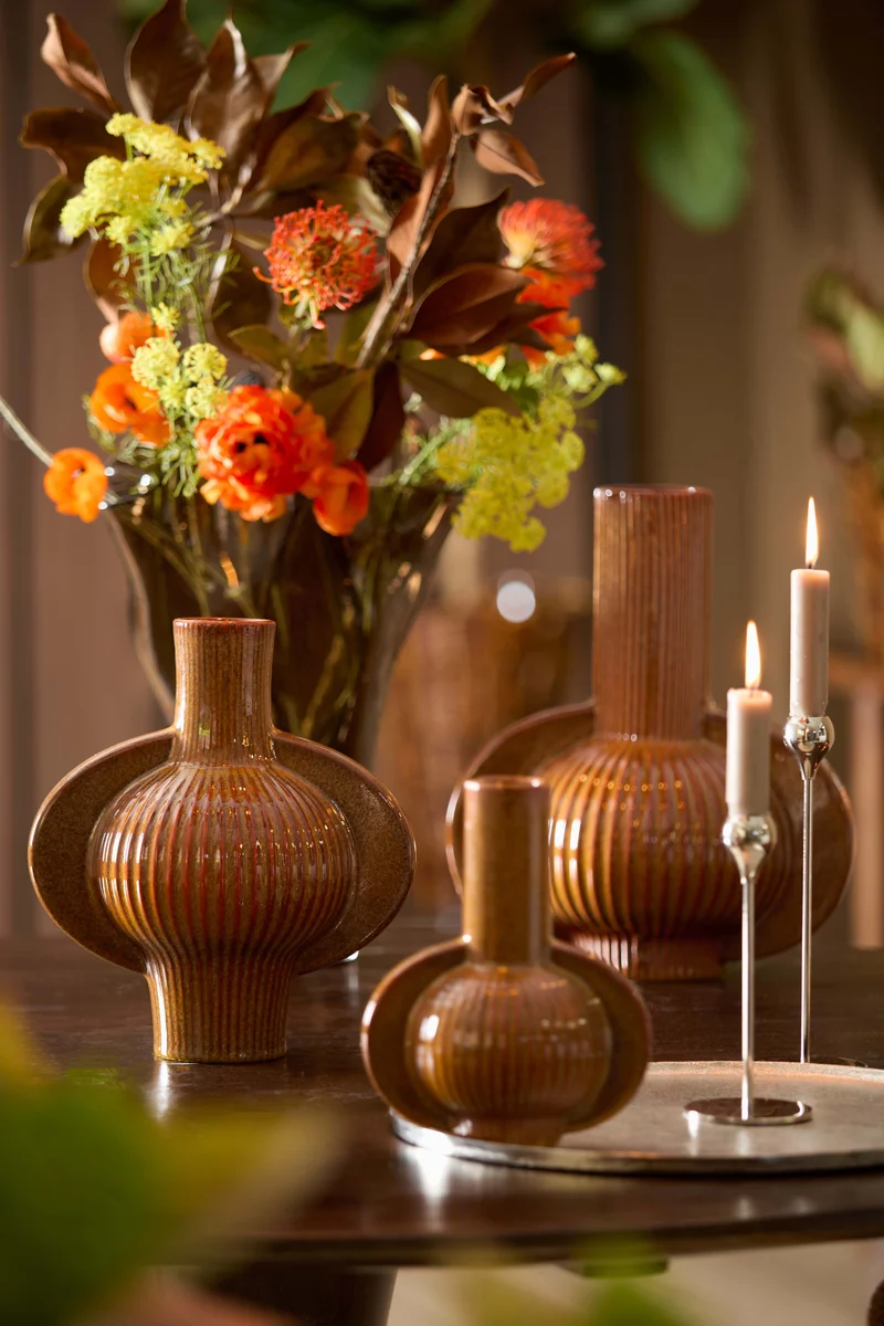 Vase deco 27,5x18,5x31 cm MELNIK ceramics cognac brown