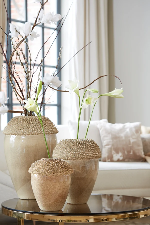 Vase deco 33x32x47,5 cm SANGKU ceramics taupe