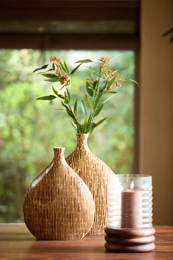 Vase deco 33x13x38 cm LORCA bamboo brown