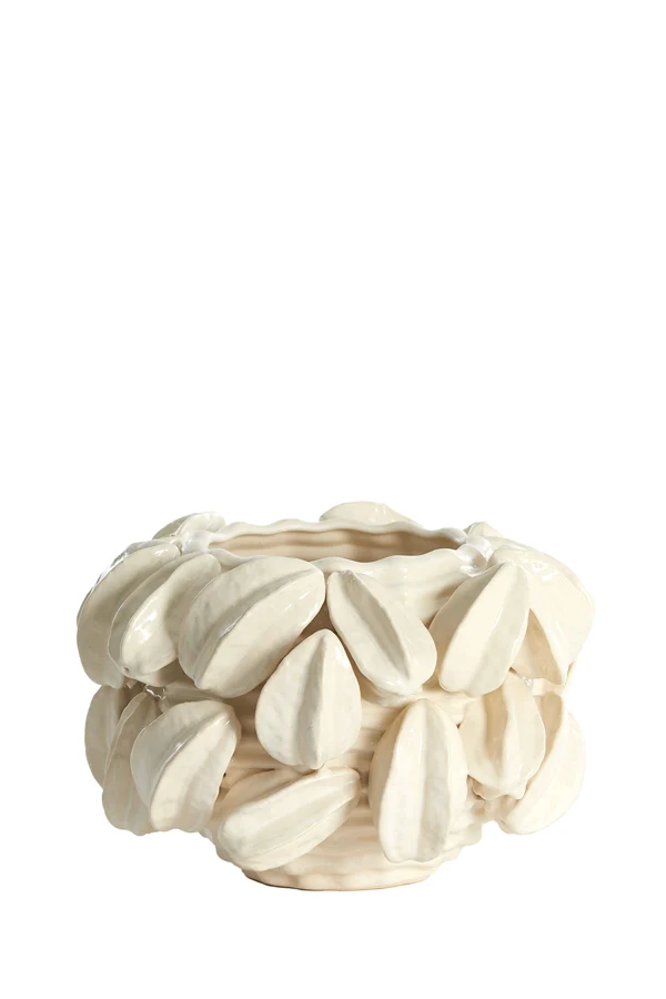 Vase deco 33,5x33x23 cm CARAMBOLA ceramics cream